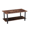 2-Tier Wooden Coffee Table Retro Industrial Style Side Desk Living Room Shelf UK