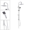 Shower Kit Twin Head Waterfall Chrome Adjust Riser Rail with Chrome Square Set