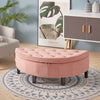 Velvet Padded Storage Ottoman Pouffe Stool Semi-Round Hallway Bed End Bench Seat