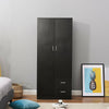 2 Door Double Wardrobe 2 Draw Bedroom Storage Cupboard w/ Shelves Hanging Rail
