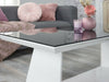 High Gloss Designer White Black Glass Modern Rectangle Coffee Side Table Living