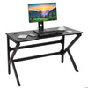 Black Computer Desk Corner PC Laptop Table Gaming Workstation w/ USB Plug & LED