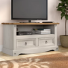 Small Wooden TV Stand Rustic Wood Furniture Vintage Media Cabinet Grey Room Unit
