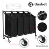 4 Bag Laundry Sorter Cart Hamper Basket Rolling Clothes Bin Trolley on Wheels