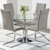 Clear Glass Dining Table and 4 Chairs Set PU Leather Cross Leg Kitchen Furniture