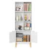Bookcase White Bookshelf 6 Cubes Displaying Cabinet 2 Doors Kitchen Cupboard