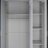 Matte Grey 3 Door Wardrobe Storage Cupboard with Shelves Rail Bedroom Furniture