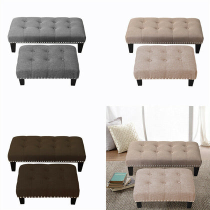 Soft Large Footstool Chesterfield Button Seat Bench Chair Ottoman Pouffe Stool