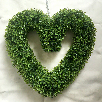 Artificial Topiary Boxwood Hanging Fake Trees Heart Garden Love Wedding Wreath
