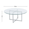 Modern Round Coffee Table Clear Glass Top with Cross Legs Living Room Office