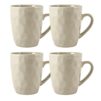 Maison Home Calico Set Of 4 Mugs Stoneware Hammer Effect Coffee Tea In Cream