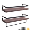 2PCS Retro Industrial Style Wall Shelf Shelving Unit Metal Wood Storage Vintage