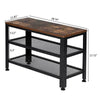 3 Tier Industrial Iron Shoe Rack Bench Wooden Organiser Stand Storage Shelf Seat