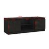 Modern TV Unit Stand Cabinet Black High Gloss Doors Matt Body Sideboard with LED