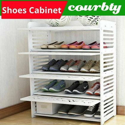 4 Tiers Shoes Rack Display Stand Storage Shelf Shoe Organiser Unit Cabinet White