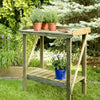 Potting Bench Garden Table Outdoor Workstation Wooden Staging Sturdy Plants