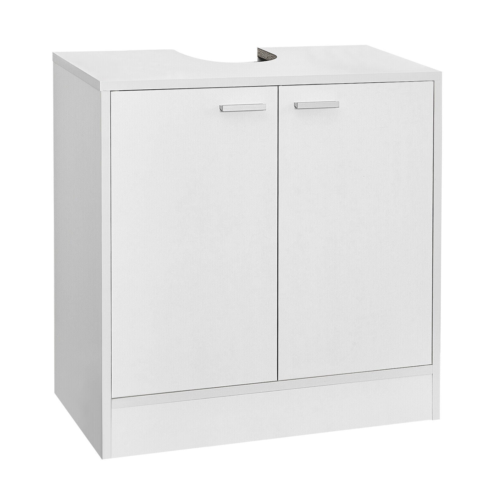 Bathroom White Under Sink Storage Unit Double Doors Cupboard F