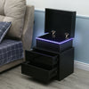 2 Drawers Bedside Table LED Nightstand High Gloss Modern Bedroom Chest Cabinets