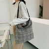 Fashion Woolen Shoulder Bag Women Large Capacity Messenger Handbags (Black)