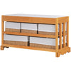 Wooden Storage Bench with Cushion Seat Hallway Wood Shoe Cabinet with 5 Baskets