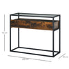 Vintage Glass Console Table Rustic Shelf Storage Industrial Sideboard Drawers