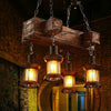 Industrial Design Pendel Decken Lampe Holz Balken Wohn Zimmer Hänge Leuchte DHL