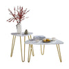 2PCS Marble Side Table Coffee End Laptop Tables Gold Metal Legs Living Room