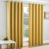 Mustard Eyelet Curtain Pairs Yellow Ochre Ring Top Lined Ready Made Curtains