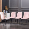 Set of 4 Velvet Chairs Soft Padded Seat Kitchen Chairs with Metal Leg Lounge