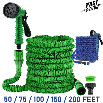 Expandable Garden Hose Pipe Expanding Water Spray Gun 50FT-200FT Magic Hose Pipe