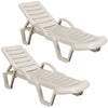 Sun Lounger Outdoor Garden Patio Relaxer White Recliner Bed Terrace Furniture