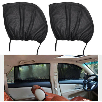 2 x Car Kids Sun Shade Shield Socks Rear Side Window Large Square Cover UV Mesh