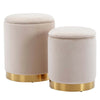 HEIDI VELVET STORAGE POUFFE FOOTREST ROUND OTTOMAN VANITY DRESSING SEAT STOOL