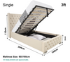 Ottoman Bed Small Double King Size Storage Gas Lift Up Velvet Bed Frame Bedroom
