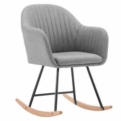 1xRocking Chair Rocker Relax Chair Leisure Linen with Comfortable Padded Seat UK