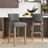 2pcs Pub Breakfast Bar Stool Linen Low Back Barstool High Chair Wooden Legs