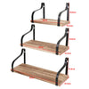 Set of 3 Corner Wall Shelves Industrial Style Metal Wood Shelving Shelf Storage