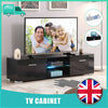 Black Modern TV Unit Cabinet Stand High Gloss Doors 160cm with LED Lights Drawer