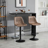 Set Of 2 PU Leather Retro Tub Bar Stools w/ Metal Frame Footrest Home Seat Brown