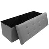 UK GREY LARGE LINEN FOLDING STORAGE OTTOMAN POUFFE SEAT FOOT STOOL STORAGE BOX