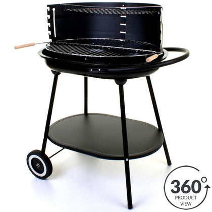 Charcoal Oval Black Trolley BBQ Outdoor Barbecue Garden Patio Cooking Grill NEW
