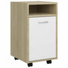 Side Cabinet with Wheels White& Oak 33x38x60 cm Chipboard Organiser