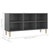 TV Cabinet with Wood Legs Gloss Grey 103.5x30x50 cm Living Room Hot Sale