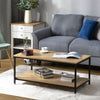 Industrial Coffee Table for Living Room with Storage Shelf Wood Look Metal Frame