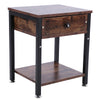 ndustrial Vintage Bedside Table Storage Cabinet with Drawer Household Furniture