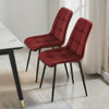 Set of 2 Velvet Dining Chairs Soft Padded Seat Metal Legs Modern Office Kitchen