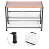 3 Tier Wood Shoe Bench Rack Storage Shelf Shoes Display Cabinet Seat Metal
