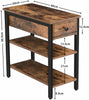 HOOBRO Narrow Side Table 3-Tier End Table with Drawer and 2 Storage Shelves