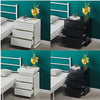 LED Light 3 Drawers Bedside Table High Gloss Cabinet Side End Table Living Room