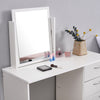 Modern Dressing Table Stool Makeup Desk w/4 Drawer & Large Mirror White vanity